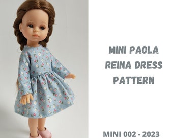 Mini Doll Dress PDF Sewing Pattern | Fits Paola Reina Mini Amigas | 21 cm Dolls Clothes Pattern