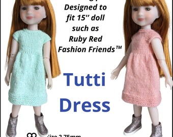 Tutti Dress for Ruby red Knitting Pattern Easy Beginner PDF