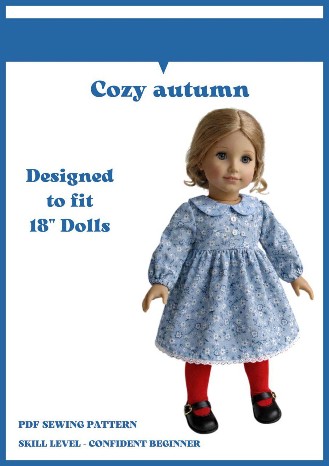 18 Inch Doll Dress Sewing Pattern – Flannel or Cotton, Lined Bodice ...