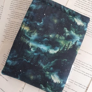 Pochette livre avec poche, jaquette, pochette Kindle, pochette marque-page, pochette Switch Forêt