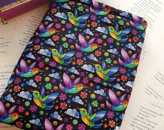 Buchhülle mit Tasche, Buchhülle, Kindle Hülle, Lesezeichen Hülle, Switch Sleeve Mosaik Kolibri