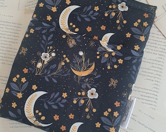 Book Sleeve with Pocket, Book Jacket, Kindle Sleeve, Bookmark Sleeve, Switch Sleeve Moon