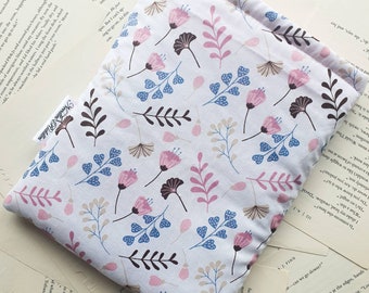 Buchhülle mit Tasche, Buchhülle, Kindle Hülle, Lesezeichen Hülle, Switch Sleeve Wildblumen Pink