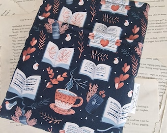 Book Sleeve with Pocket, Book Jacket, Kindle Sleeve Books and Coffee