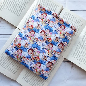 Book Sleeve with Pocket, Book Jacket, Kindle Sleeve, Bookmark Sleeve, Switch Sleeve  Santa&#39;s Friends