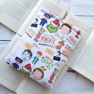 Book Sleeve with Pocket, Book Jacket, Kindle Sleeve, Bookmark Sleeve, Switch Sleeve  Christmas Mashup