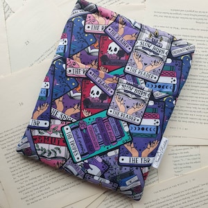 Book Sleeve with Pocket, Book Jacket, Kindle Sleeve, Bookmark Sleeve, Switch Sleeve Book Tropes Cards