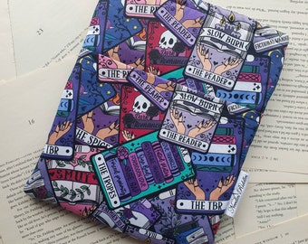 Book Sleeve with Pocket, Book Jacket, Kindle Sleeve, Bookmark Sleeve, Switch Sleeve Book Tropes Cards