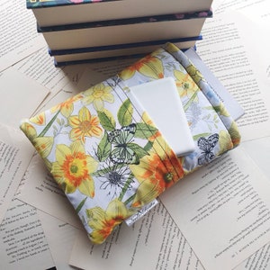 Book Sleeve with Pocket, Book Jacket, Kindle Sleeve, Bookmark Sleeve, Switch Sleeve Daffodil