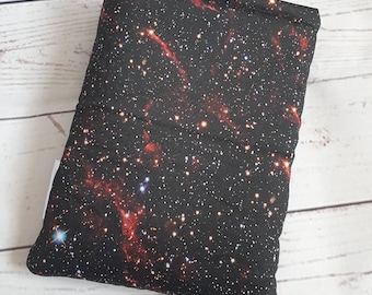 Book Sleeve with Pocket, Book Jacket, Kindle Sleeve, Bookmark Sleeve, Switch Sleeve  Red Starry Galaxy