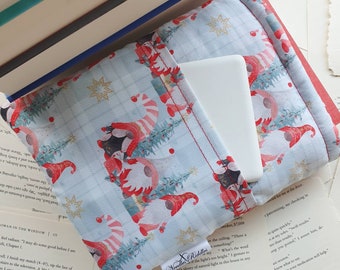 Book Sleeve with Pocket / Book Jacket / Kindle Sleeve WINTER GNOMES