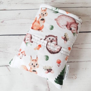 Book Sleeve with Pocket, Book Jacket, Kindle Sleeve, Bookmark Sleeve Forest Life