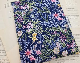 Book Sleeve with Pocket, Book Jacket, Kindle Sleeve Meadow Flowers