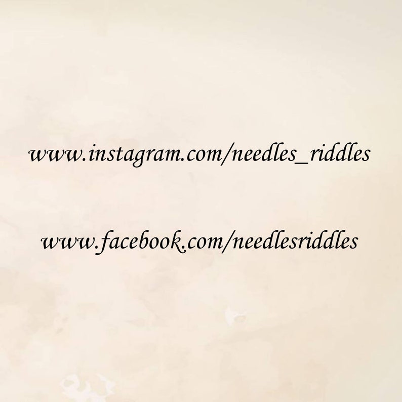 May include: Text on a white background with the website addresses www.instagram.com/needles_riddles and www.facebook.com/needlesriddles.