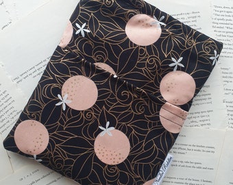 Buchhülle mit Tasche, Buchhülle, Kindle Hülle, Lesezeichen Hülle, Switch Sleeve Orange Blossoms Mettalic