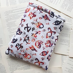 Book Sleeve with Pocket, Book Jacket, Kindle Sleeve, Bookmark Sleeve, Switch Sleeve  Shadowhunter Runes