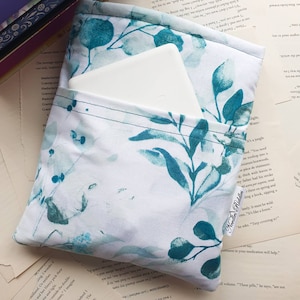 Book Sleeve with Pocket, Book Jacket, Kindle Sleeve, Bookmark Sleeve, Switch Sleeve Leaves