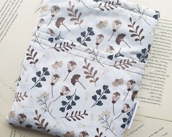 Custodia per libro con tasca, sovraccoperta, custodia per Kindle Wildflowers Brown
