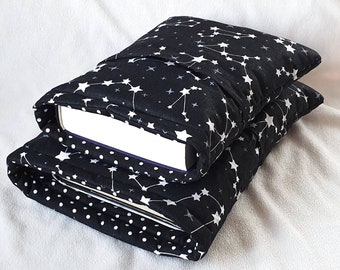 Book Sleeve with Pocket, Book Jacket, Kindle Sleeve, Bookmark Sleeve, Switch Sleeve  Constellation