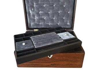 Extra large antique Victorian 1880s double layer lockable rosewood jewellery box jewellery storage antique jewellery jewellery gift