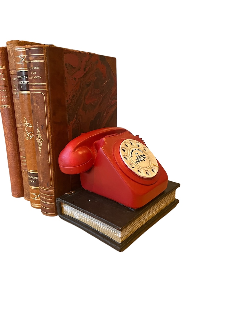 Pair vintage retro style telephone bookends retro shelf tidies book gift new home gift bookworm gift 1970s gift birthday gift image 5