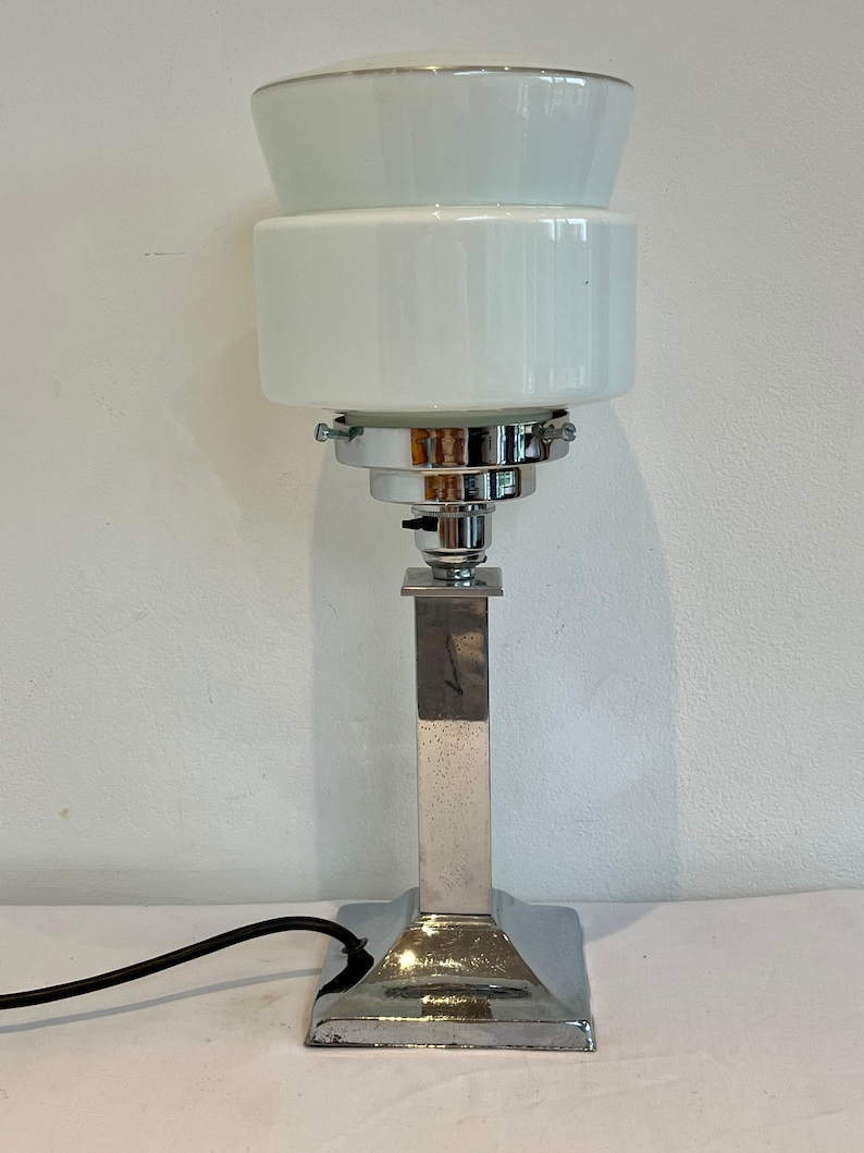 Vintage Art Deco silver chrome column table lamp side lamp Art Deco light vintage light antique lamp image 8