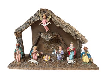 Extra large vintage nativity scene religious Christmas ornament Christmas decoration nativity set Christmas stable scene