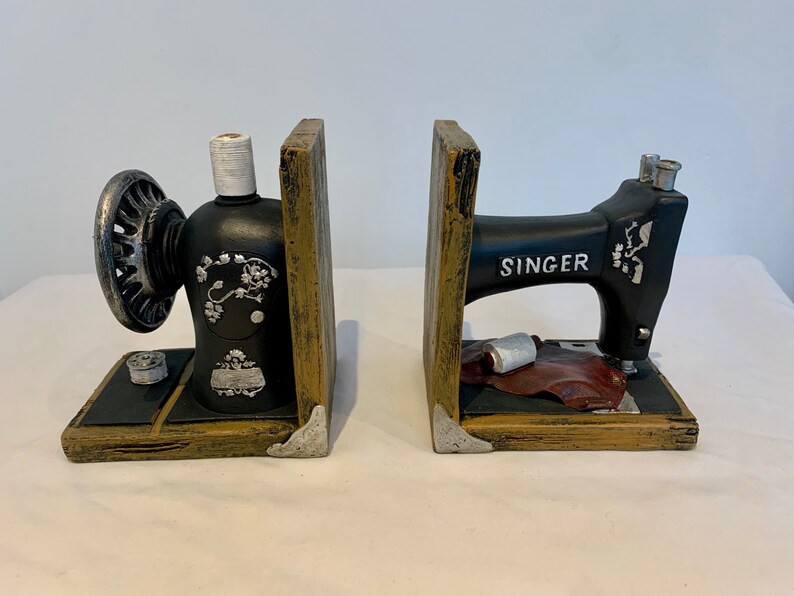 Vintage Style Singer Sewing Machine Bookends Book Tidy Book Etsy