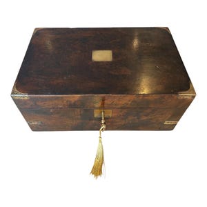 Antique Victorian circa 1880 campaign mahogany lockable writing box stationary box writers gift vintage box writing box letter box