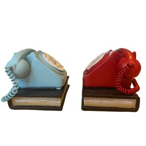 Pair vintage retro style telephone bookends retro shelf tidies book gift new home gift bookworm gift 1970s gift birthday gift image 2