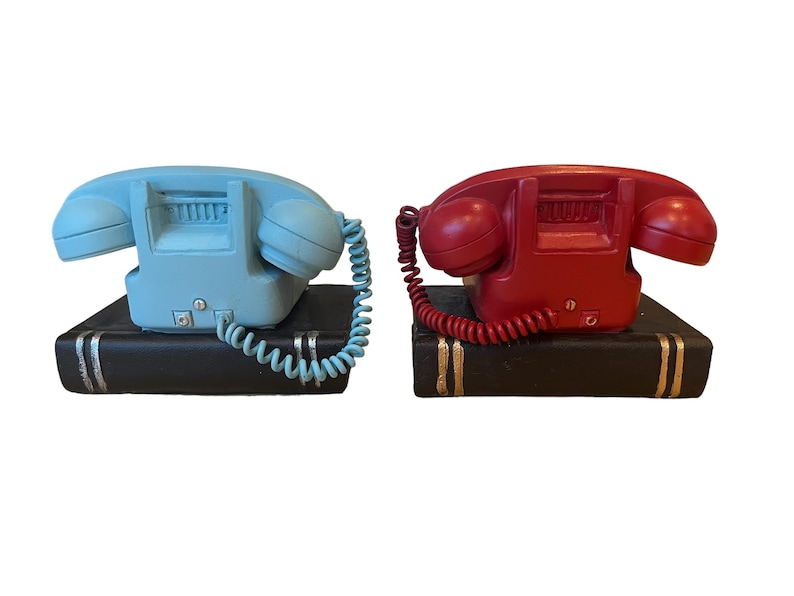 Pair vintage retro style telephone bookends retro shelf tidies book gift new home gift bookworm gift 1970s gift birthday gift image 6