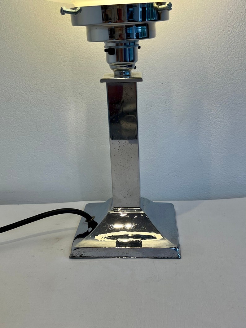 Vintage Art Deco silver chrome column table lamp side lamp Art Deco light vintage light antique lamp image 4