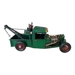 Vintage 1940s style green tow truck collectable tin model car vintage car gift gift for him gift for dad car memorabilia