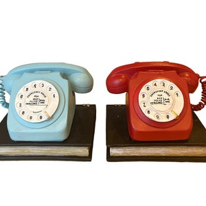 Pair vintage retro style telephone bookends retro shelf tidies book gift new home gift bookworm gift 1970s gift birthday gift image 4