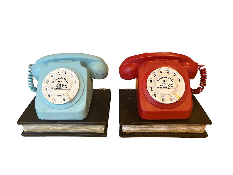 Pair vintage retro style telephone bookends retro shelf tidies book gift new home gift bookworm gift 1970s gift birthday gift image 4