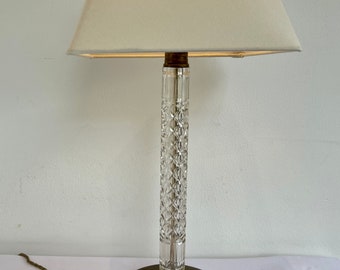 Vintage Art Deco cut glass side lamp table lamp cream lamp vintage lamp lounge lamp