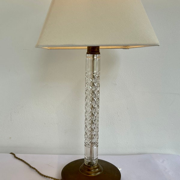 Vintage Art Deco Glasschliff Beilampe Tischlampe Cremelampe Vintage Lampe Loungelampe