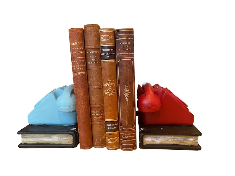 Pair vintage retro style telephone bookends retro shelf tidies book gift new home gift bookworm gift 1970s gift birthday gift image 8