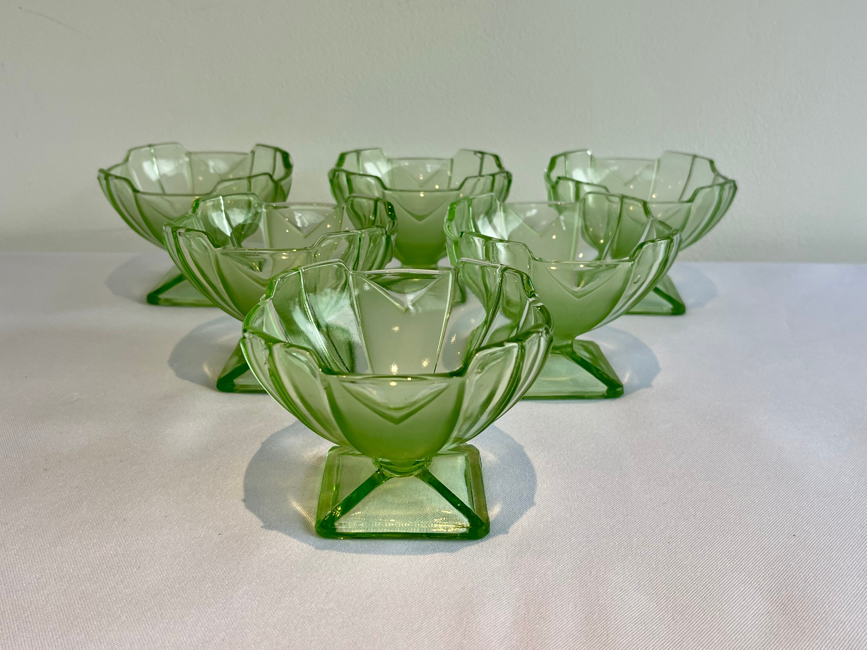 Kitchen & Dining Dining & Serving Set of 6 Vintage Glass Deco Ice Cream