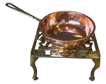 Vintage gold brass pot holder hot plate saucepan plate vintage kitchen ware cookery gift trivet