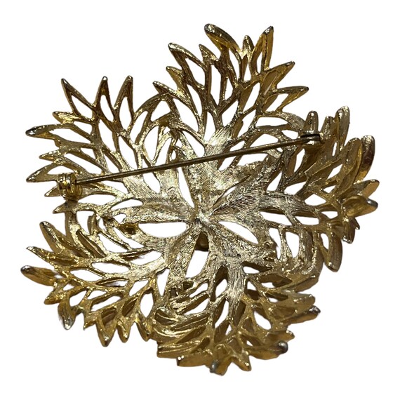 Broche Vintage Femme – Métal Doré Avec Fausse Pierre – Occasion – Sans Marque – Petit Bijou Rétro