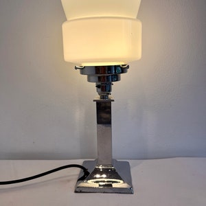 Vintage Art Deco silver chrome column table lamp side lamp Art Deco light vintage light antique lamp