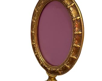 Vintage style oval gilded portrait gold free standing crown photograph picture frame wedding gift birthday gift vintage gift
