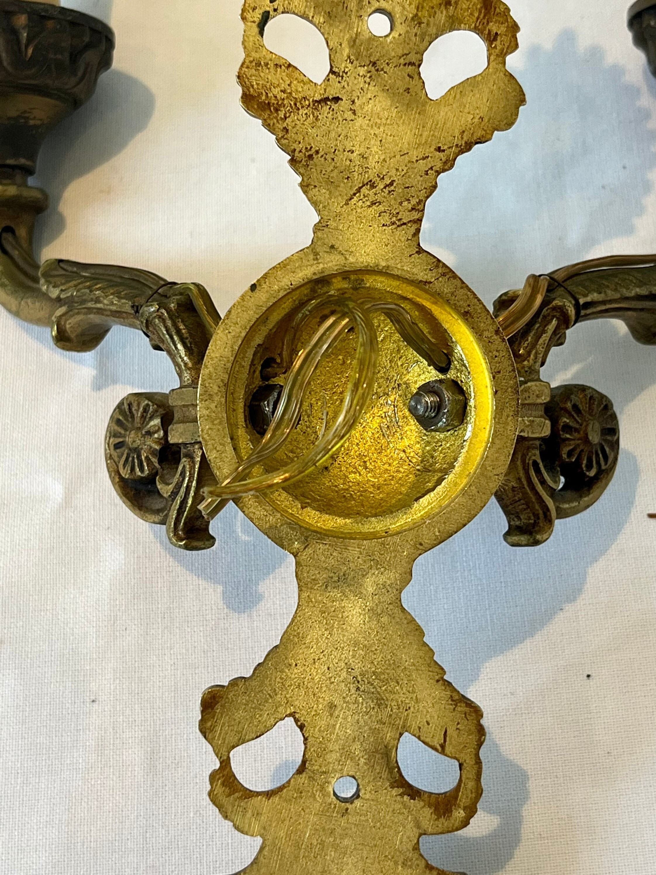 Pair Antique Wall Lights Antique Wall Sconces Two Branch Gold Etsy