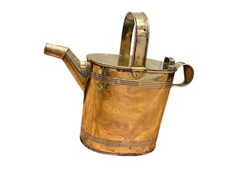 Regadera antigua victoriana XL de latón, circa 1880; aceitera de latón; florero de latón; jardín antiguo; regalo antiguo de latón para jardineros