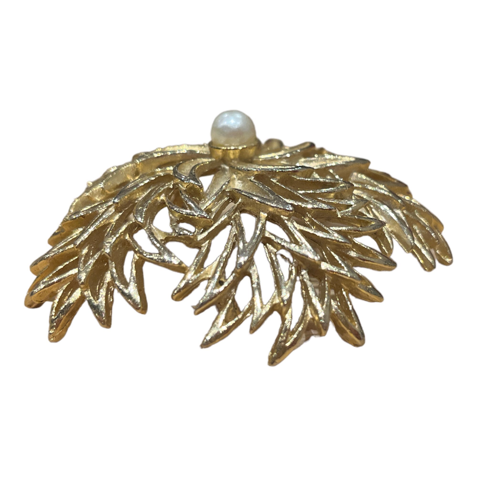 Broche Vintage Femme En Métal Doré Avec Fausses Pierres - Bijou Ancien Occasion
