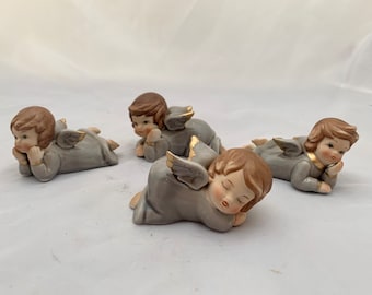 Set of 4 porcelain Christmas cherub angels Christmas angel decoration vintage Christmas ornament bereavement gift Christmas decoration gift