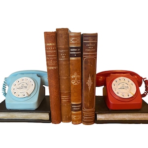 Pair vintage retro style telephone bookends retro shelf tidies book gift new home gift bookworm gift 1970s gift birthday gift image 1