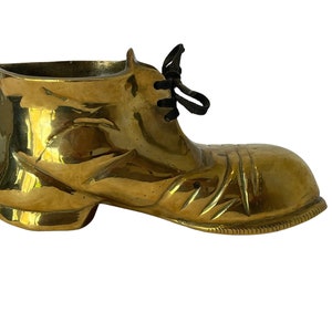 Vintage old fashioned brass boot ornament brass boot plant pot brass lace up boot vintage gift vintage boot