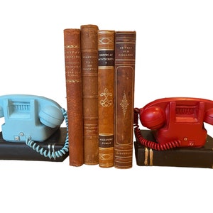 Pair vintage retro style telephone bookends retro shelf tidies book gift new home gift bookworm gift 1970s gift birthday gift image 3